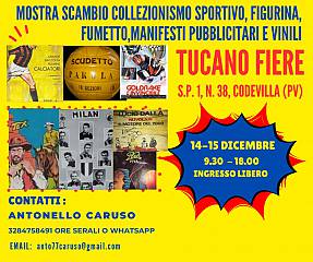 Mostra scambio collezionismo sportivo, figurina, fumetto, manifesti pubblicitari e vinili.